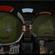 Two whacky-looking astronauts prepare to rocket into space.